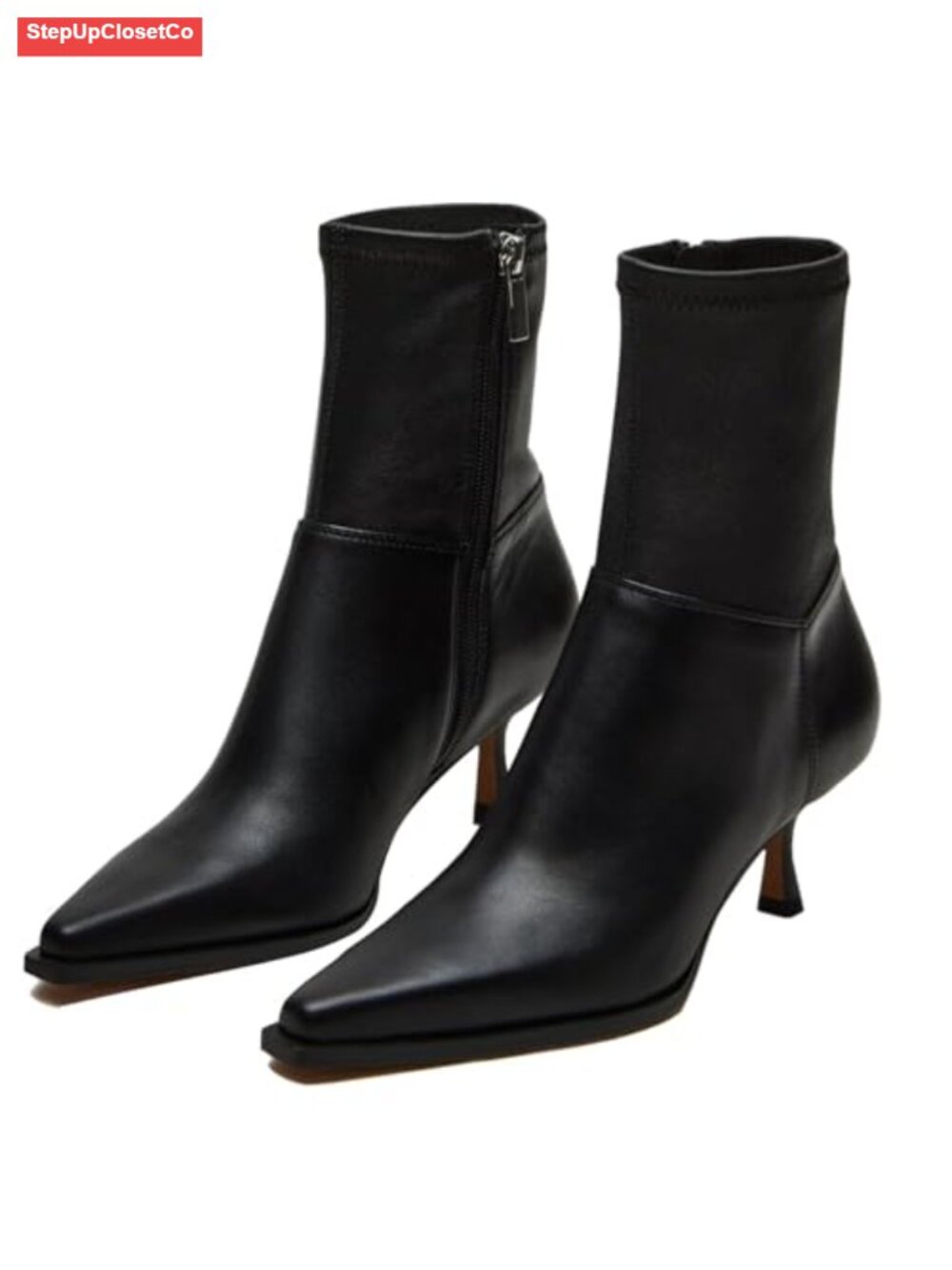 Kitten Heel Ankle Boots Pointed Toe Side Zip Dressy Booties